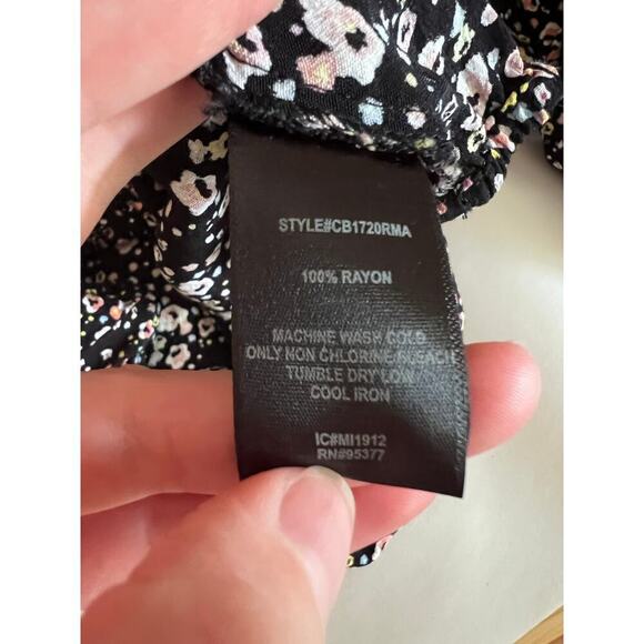 Sactuary Women's XS Ditsy Floral Print Black Pink Long Sleeve Shirt Blouse - Picture 12 of 13